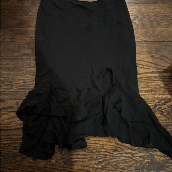 Express Black Midi Skirt with Ruffle Detail - Picture 1 of 4